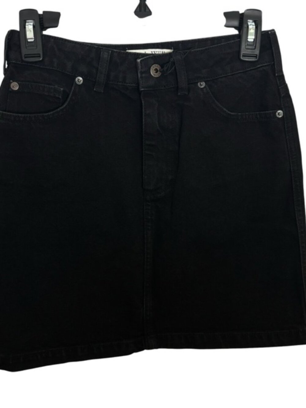 Jack Wills Black Denim Mini Skirt NWT Raw Hem High Rise Size 4